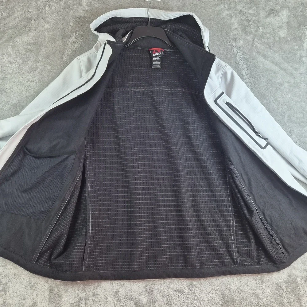 Gerry Softshell Jacket XL Water Wind Resistant Adjustable Hood Cuffs Heavyweight